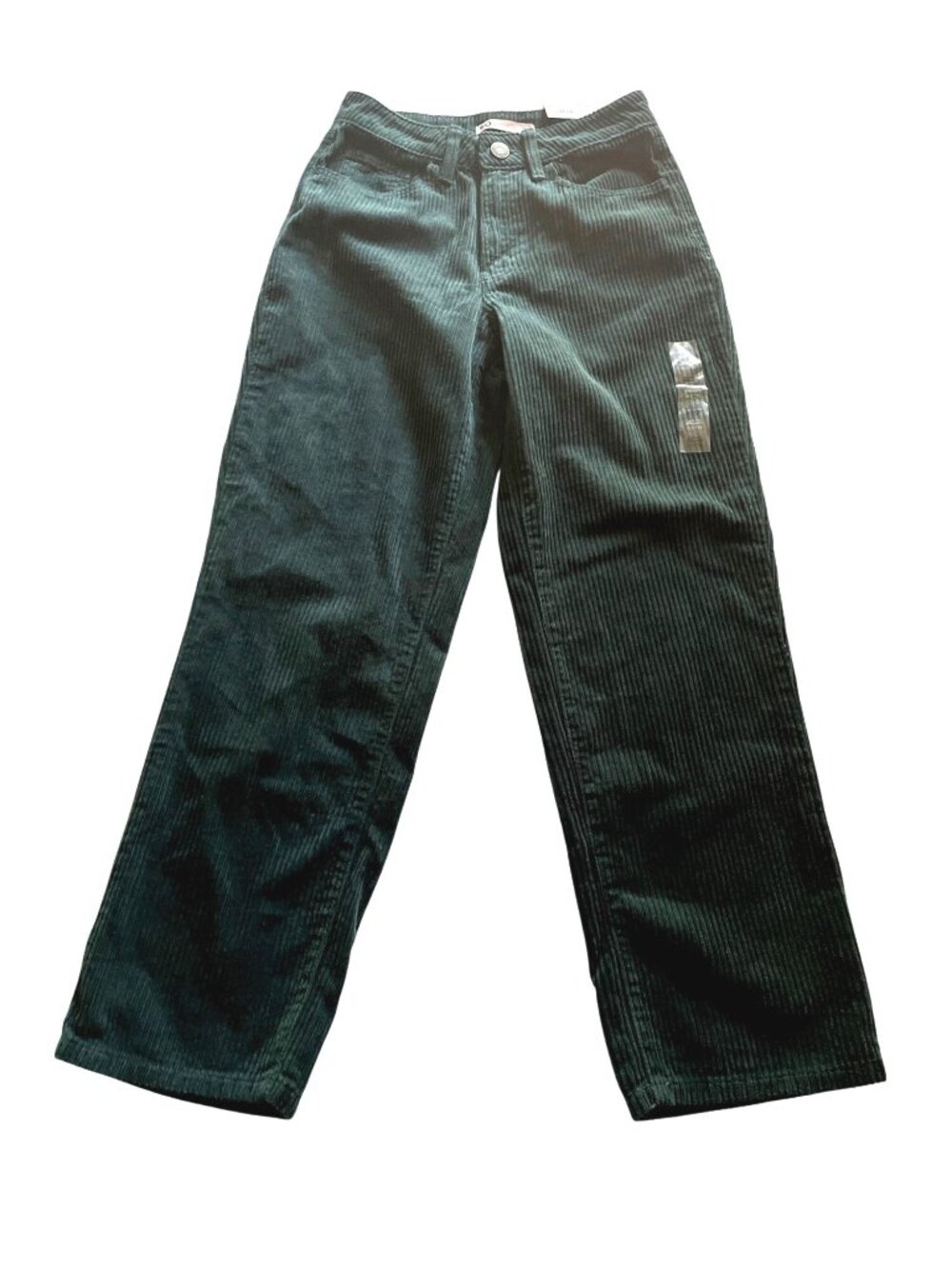 High-Rise Straight Corduroy Pants Size 5 Green 100% Cotton Womens New Old Stock